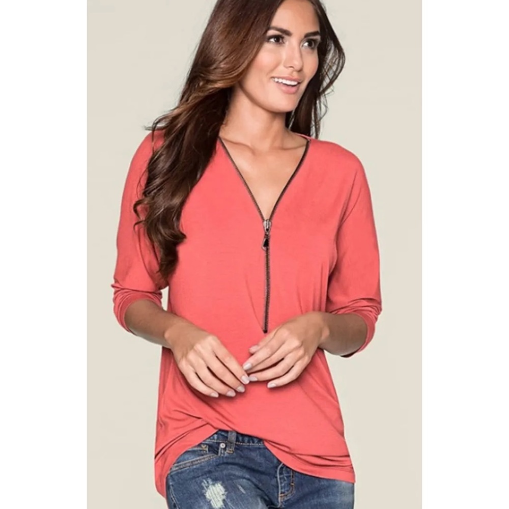 Venus coral stretch zipper top XL